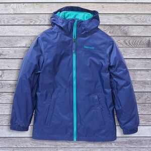 Marmot Girls' Precip Eco 3-in-1 blue jacket with Teal Trim